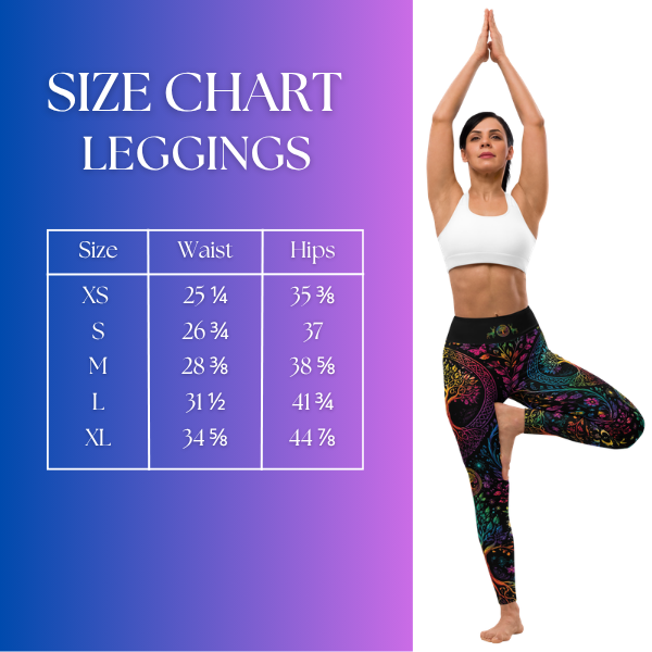 Size Chart Tree of Life Leggings