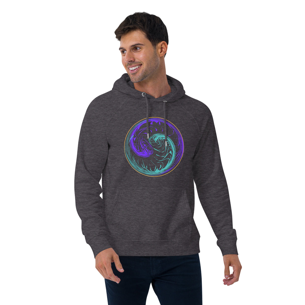 Yin Yang Spiritual Clothing Symbol Mens Raglan Hoodie