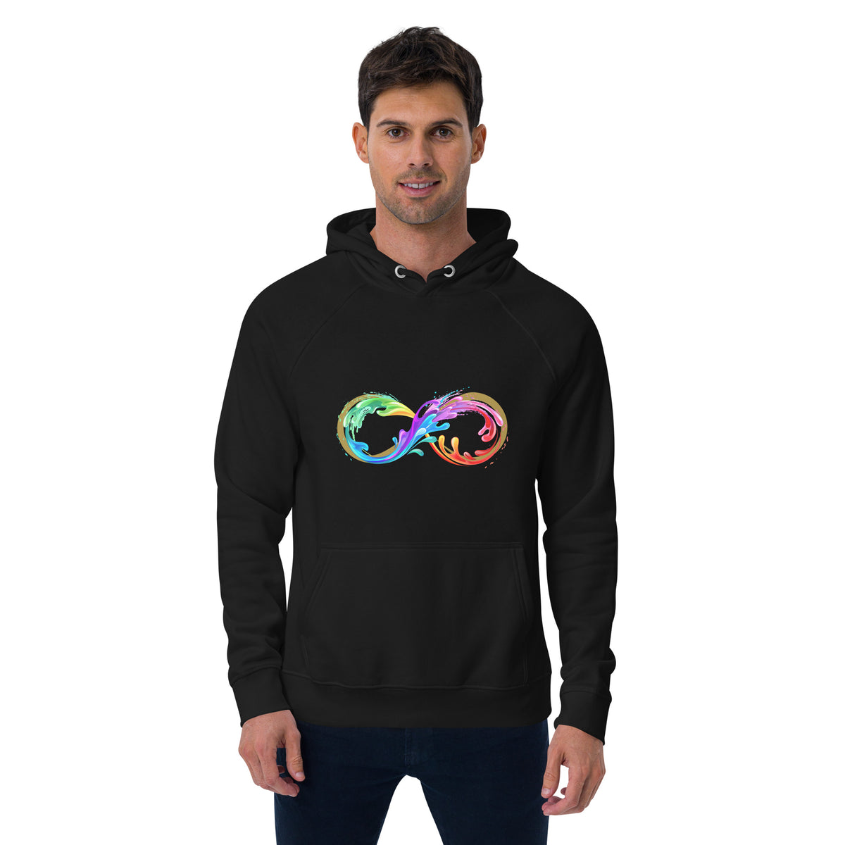 Black Raglan Hoodie Infinity Prosperity Symbol