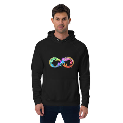 Black Raglan Hoodie Infinity Prosperity Symbol