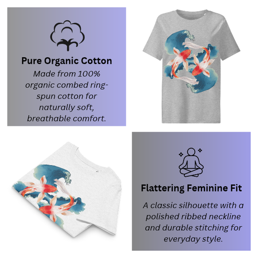 Two Koi Fish for Abundance Women's Organic Ribbed Neck T-Shirt
