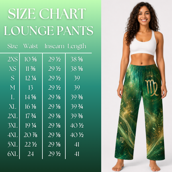 Virgo Cotton Lounge Pants Sizing Chart